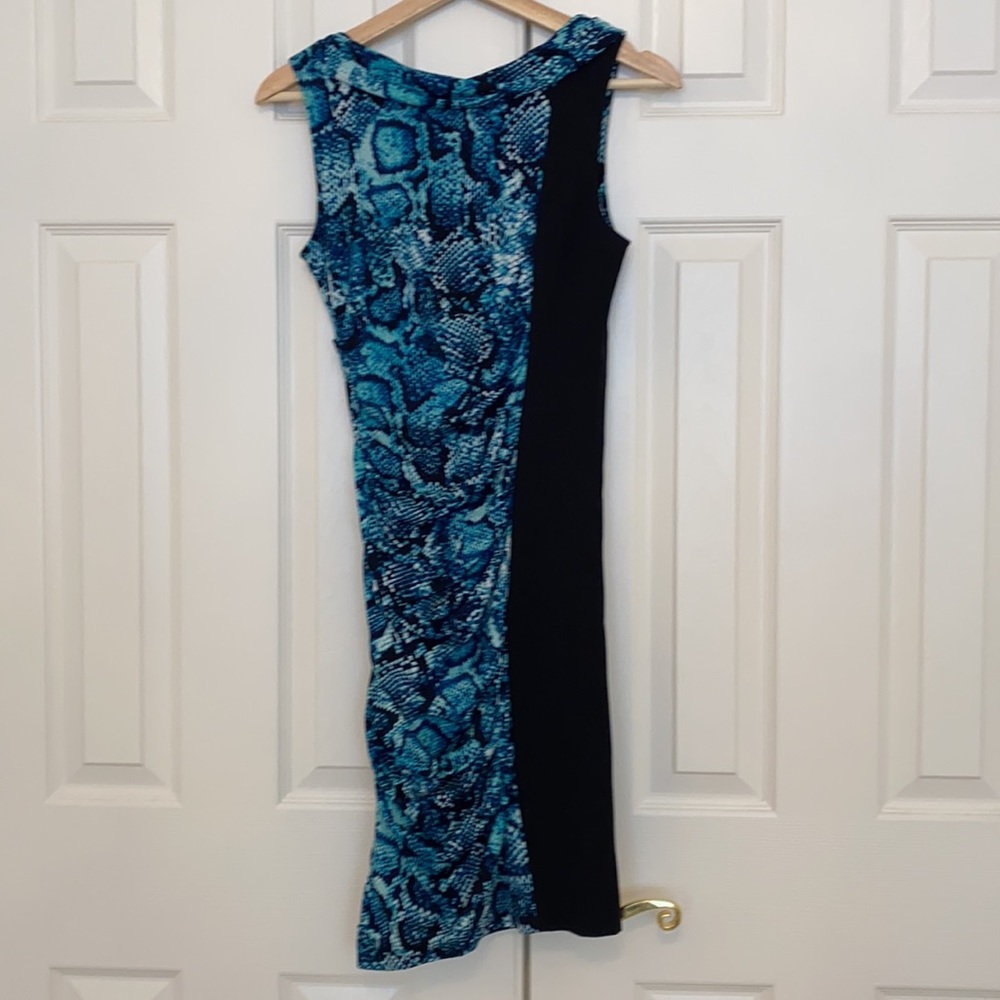BCBG Blue Snakeskin and Black Dress Size XS - Picture 6 of 10